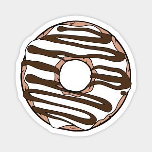 White Donut, Doughnut, Chocolate, Icing, Frosting Magnet