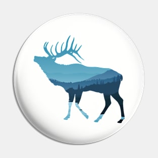 Elk Double Exposure Pin