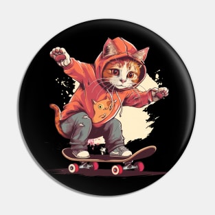 cat riding skateboard Pin