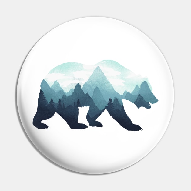 Dramabite Bear Double Exposure Grizzly Surreal Wildlife Animal Pin by dramabite