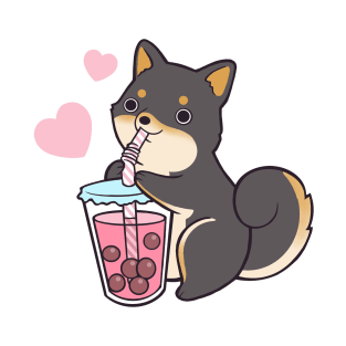 Black Shiba Bubble Tea T-Shirt