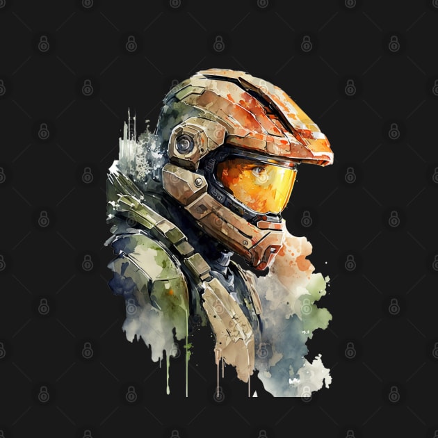 Halo Master Chief Watercolor - Original Artwork by Labidabop