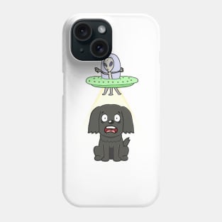 Funny black dog is being abducted by aliens Phone Case