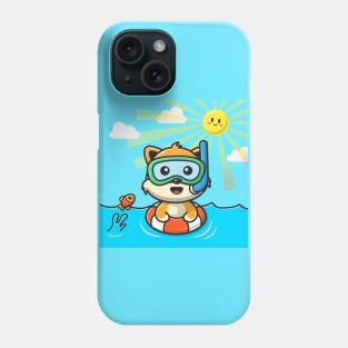 Cute Cat Snorkeling With Swimming Tires Phone Case