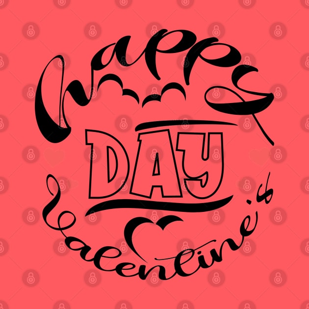 Happy Valentine's Day Typography: Minimalist Elegance in Black, White, and Red by PopArtyParty