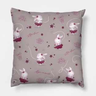 Magic moments with cute bunnies beige Pillow