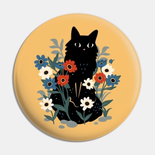 Cute black cat in the garden Pin