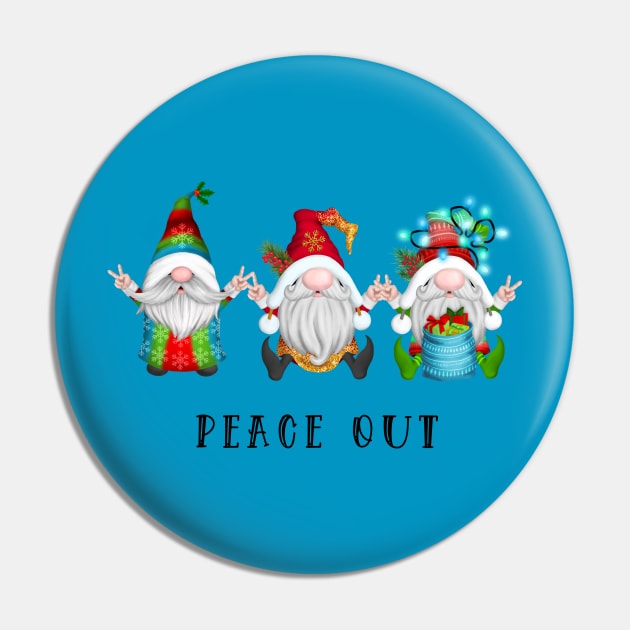 Gnome Christmas - Peace Sign Gnomes Celebrating Holidays Pin by Skeedabble