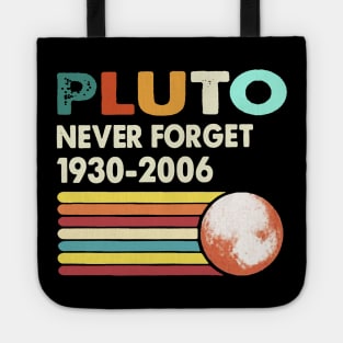 Pluto Never Forget 1930-2006 Retro Style MrBeast Funny Dwarf Planet Tee, Outer Space Gift Vintage Solar System Tote