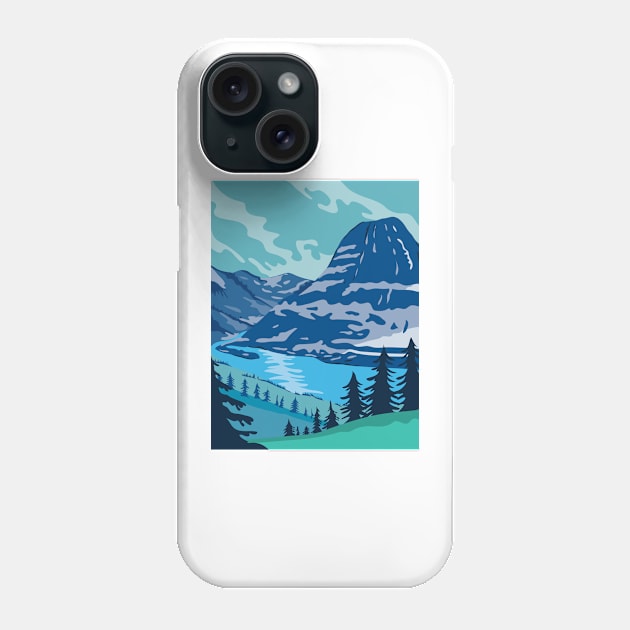 Glacier National Park and Kintla Lake in Montana United States WPA Poster Art Color Phone Case by retrovectors