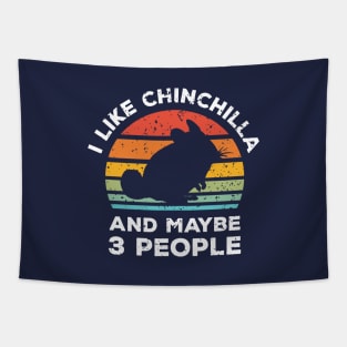 I Like Chinchilla and Maybe 3 People, Retro Vintage Sunset with Style Old Grainy Grunge Texture Tapestry