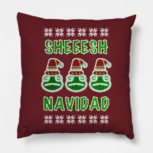 Christmas King Julio Frog Sheesh Feliz Navidad Pillow