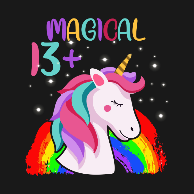 Unicorn Birthday Shirt 13 Years And Magical Girl Boy Gift by GillTee