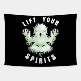 Lift Your Spirits Ghost Yoga Meditation Spirit Halloween Tapestry