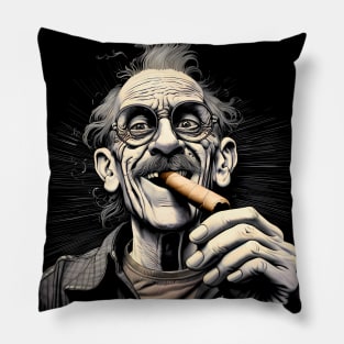 Cigar Smoker: Burning Issues; Missing My Two Front Teeth on a Dark Background Pillow