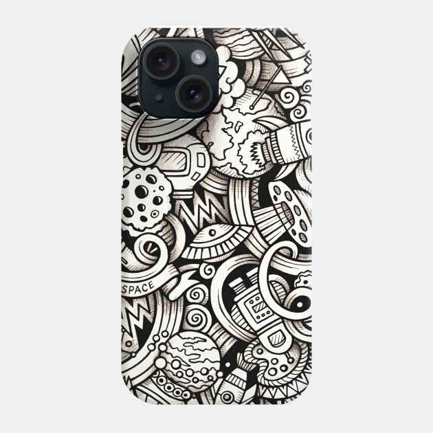 Space Art Doodle 1 Phone Case by Kronix-Design