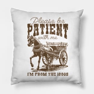 Please Be Patient With Me I'm From The 1900S Vintage Horse Pillow