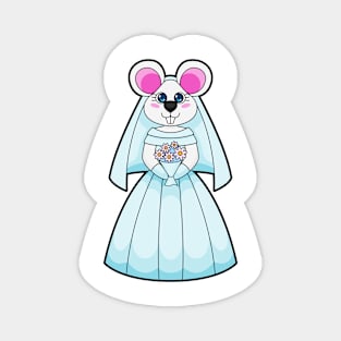 Mouse as Bride with Bunch of flowers Magnet