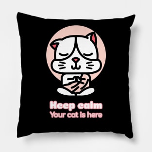 Cute and funny calm cat desing Pillow