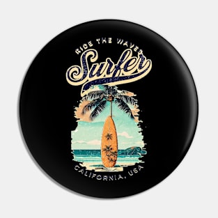 Surf, Hello Summer Funny Surfer Riding Surf Surfing Lover Gifts Pin