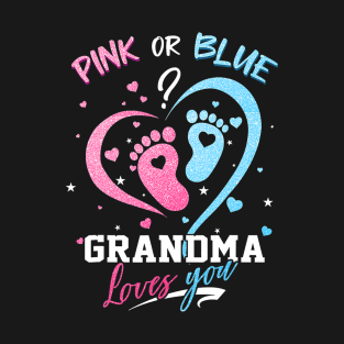 Pink Or Blue Grandma Loves You Gender Reveal Baby Gifts Mom T-Shirt