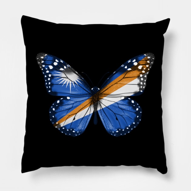 Marshallese Flag  Butterfly - Gift for Marshallese From Marshall Island Pillow by Country Flags