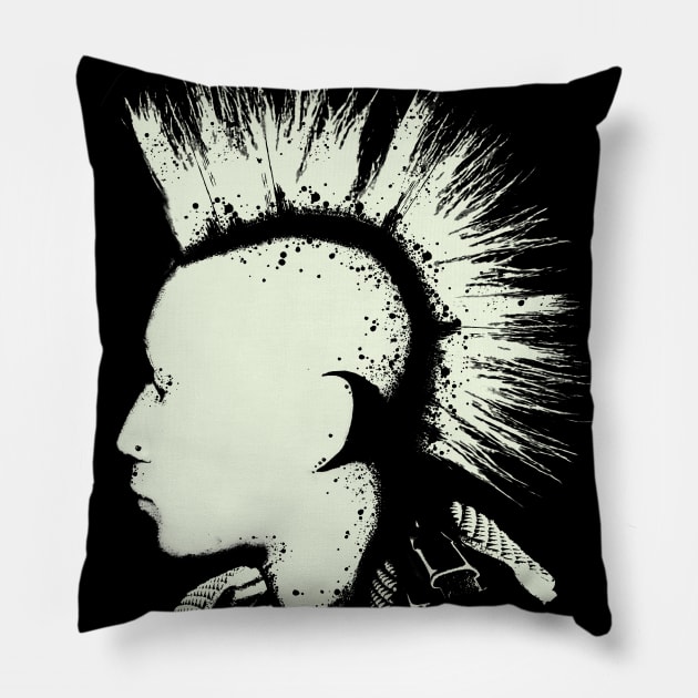 Punk Rocker With Mohawk Pillow by NormanX