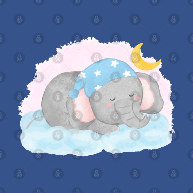 Sleeping Elephant Watercolor by Mako Design 