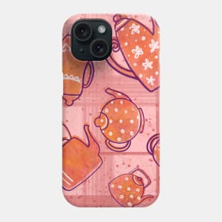 Pink Plaid Tea Lover Teapots Pattern Phone Case