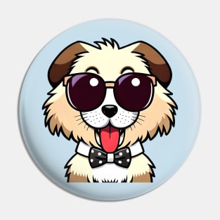 Cute chubby dog with sun glasses and bow Pin