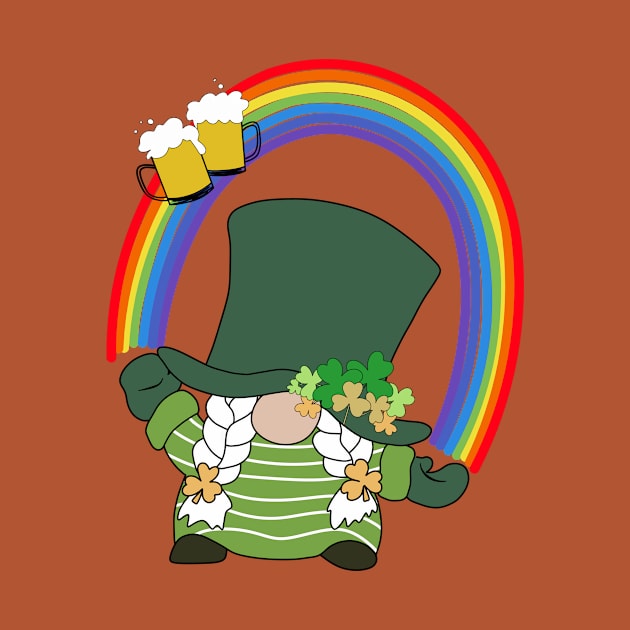 Cute st patrick with champagne, clovers & rainbow by Sadafart