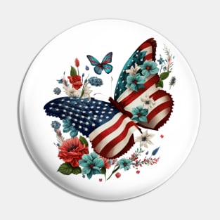 4th of July Floral Butterfly Funny Pin