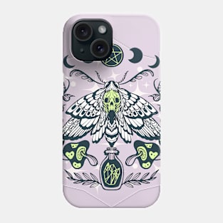 Wicca death moth with magic potion and mushrooms Phone Case