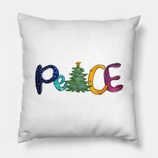 Peace. Christmas tree design Pillow