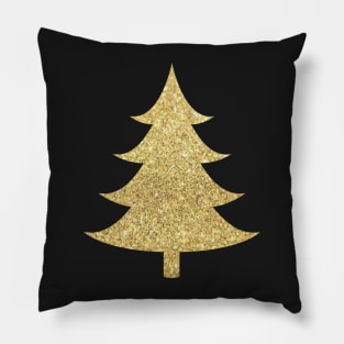 Minimalistic Gold Faux Glitter Christmas Tree Pillow