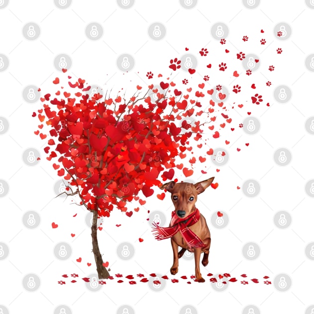 Valentine's Day Heart Tree Love Red Miniature Pinscher by TATTOO project