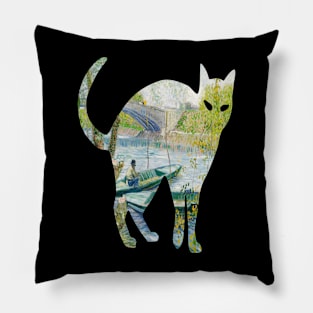 Cat Vang Gogh Fishing in Spring Pillow