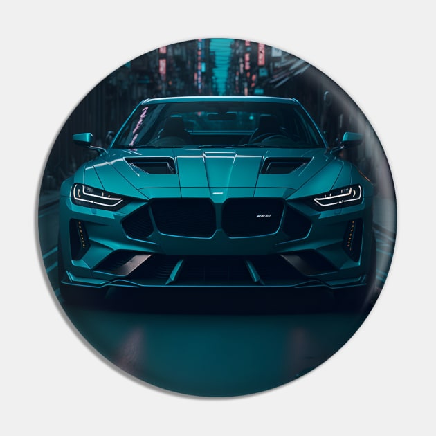 Dark Teal Sports Car in Japanese Neon City Pin by star trek fanart and more