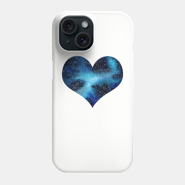 Watercolor blue galaxy heart Phone Case by Ieva Li ART