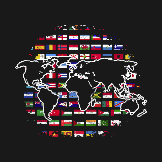 International World Map Travelling Cartography World Flags by shirtsyoulike