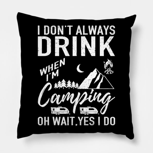 I Dont Always Drink Beer Lovers Funny Camping Gift Pillow by JensAllison