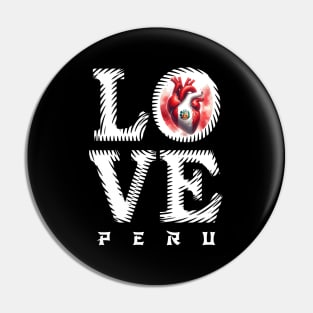 I Love Peru Heart Flag Pin