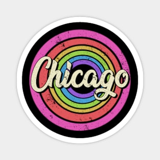 Chicago - Retro Colorful Styled Faded Design Magnet