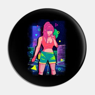 Cute Vaporwave Anime Girl Aesthetic Dance Music Pin