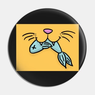 Cat Mouth With Fish (Orange) Pin