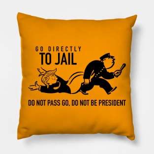 Trump Go To Jail Card (Monopoly Parody) Pillow