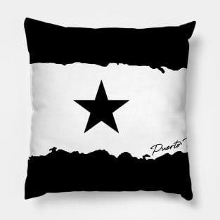 Puerto Rico Mi Isla Estrella Bandera Negra Puerto Rican Island Flag Pillow