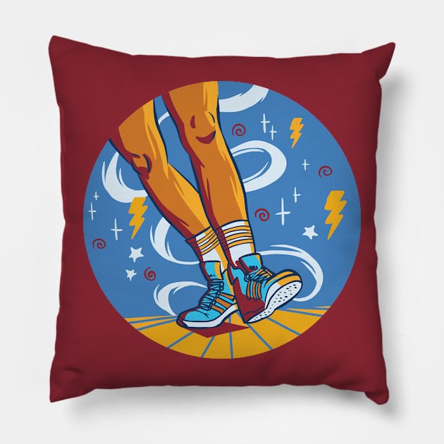 Retro Colorful Dancing Shoes Drawing Pillow by SLAG_Creative