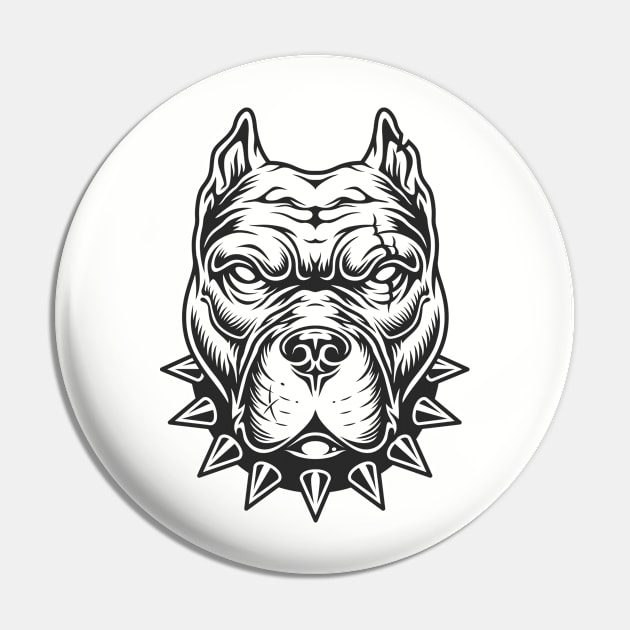 pitbull head Pin by Brainable ART