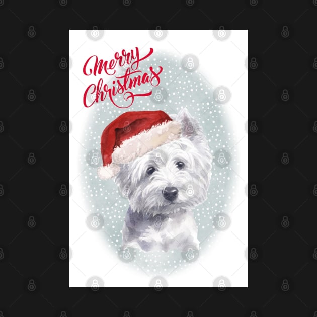 West Highland Terrier Merry Christmas Santa Dog by Puppy Eyes